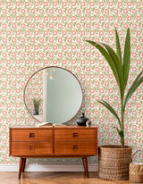 Lillian Pink Floral Vine Peel & Stick Wallpaper with Farmhouse Floral Pattern - York PSW1582RL