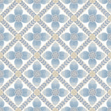 Mimi Blue Quilted Floral Peel & Stick Wallpaper with Farmhouse Style - York PSW1583RL
