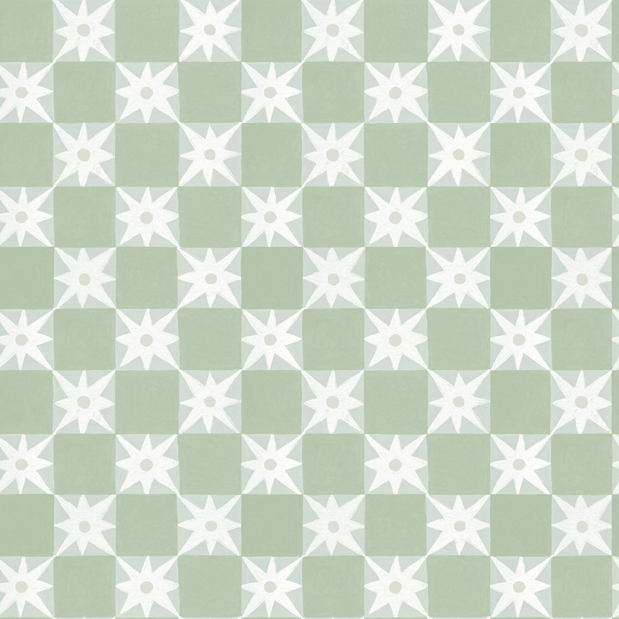Stardust Green Checkerboard Peel & Stick Wallpaper with Bohemian Small Prints Pattern - York PSW1587RL
