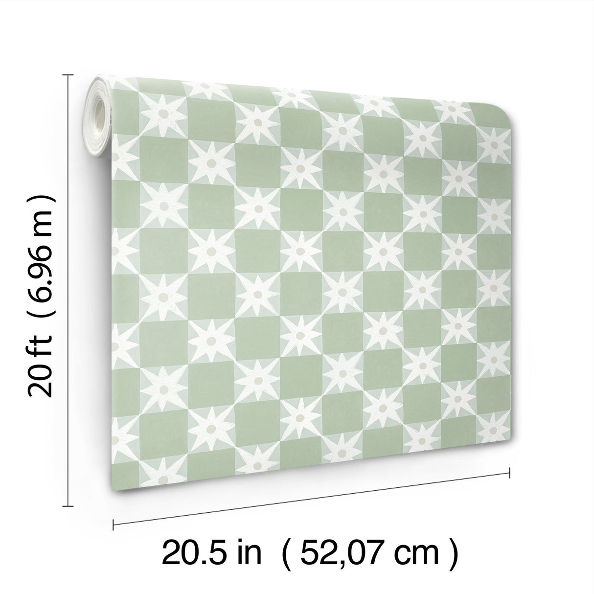 Stardust Green Checkerboard Peel & Stick Wallpaper with Bohemian Small Prints Pattern - York PSW1587RL