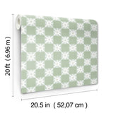 Stardust Green Checkerboard Peel & Stick Wallpaper with Bohemian Small Prints Pattern - York PSW1587RL
