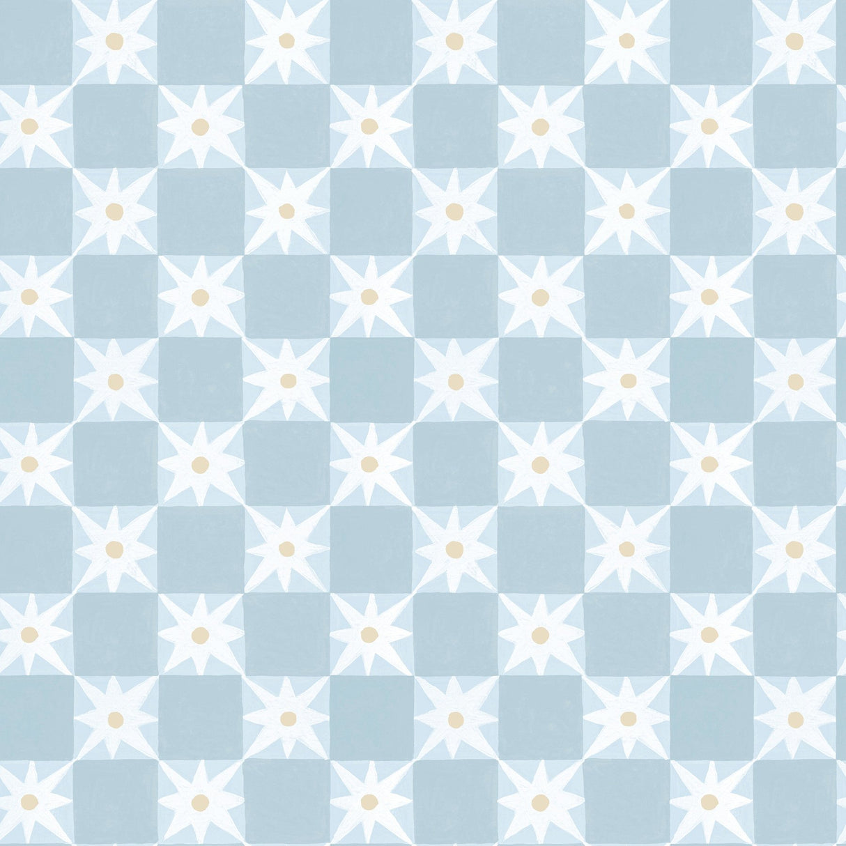 Stardust Blue Checkerboard Peel & Stick Wallpaper with Bohemian Small Prints Pattern - York PSW1588RL