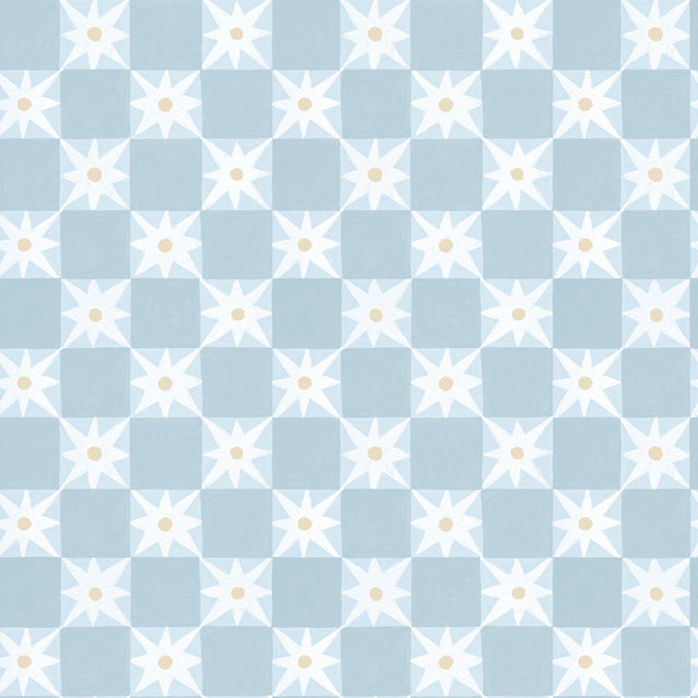 Stardust Blue Checkerboard Peel & Stick Wallpaper with Bohemian Small Prints Pattern - York PSW1588RL