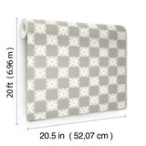 Stardust Warm Grey Checkerboard Peel & Stick Wallpaper with Hand-Painted Star Motif - York PSW1589RL
