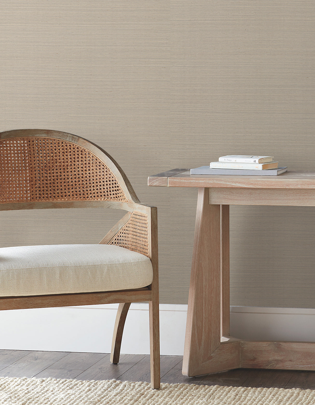 Natural Sisal Warm Grey Peel and Stick Grasscloth Wallpaper by York Wallcoverings 36-in Wide x 18-ft Long Roll Covers 54 sq ft - PSW1597RL