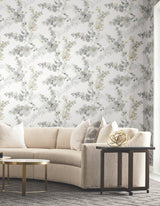 Blossom Fling Steel Peel and Stick by Candice Olson Modern Watercolor Botanical Floral Non Woven Removable Wallpaper Simply Candice - PSW1600RL