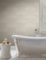 Vanishing Taupe & Pearl by Candice Olson Glam Art Deco Geometric Pearl Effect Non Woven Peel & Stick Wallpaper 27in x 20ft - PSW1606RL