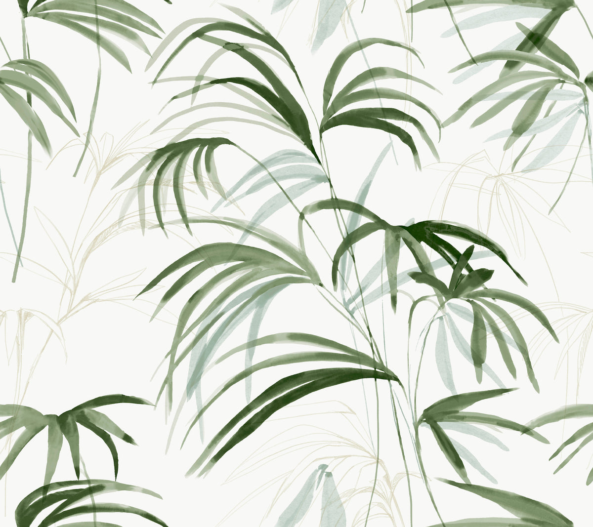 Inky Palms Green Peel and Stick Wallpaper by Candice Olson - PSW1609RL