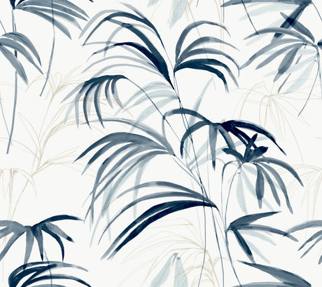 Inky Palms Blue Peel and Stick Wallpaper by Candice Olson - PSW1610RL