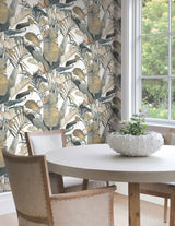 Tropical Cabana Plush Neutral by Candice Olson Painterly Banana Leaf Palm Tropical Botanical Non Woven Peel and Stick Wallpaper - PSW1612RL