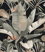 Tropical Cabana Black Peel and Stick Wallpaper by Candice Olson PSW1614RL - Painterly banana leaf palms and tropical botanicals on a dramatic black background