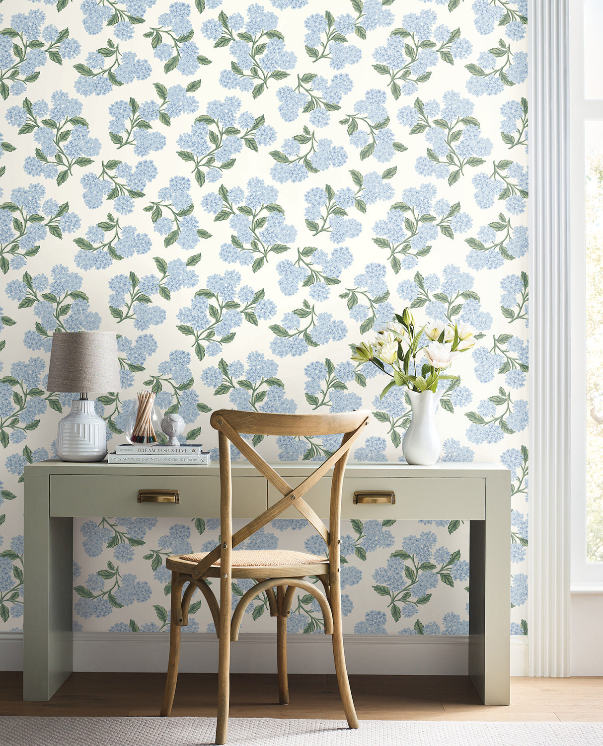 Hydrangea Blue & White by Rifle Paper Co. Peel & Stick Wallpaper – York Wallcoverings PSW1617RL