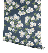 Hydrangea Navy & White by Rifle Paper Co. Peel & Stick Wallpaper- York Wallcoverings PSW1619RL