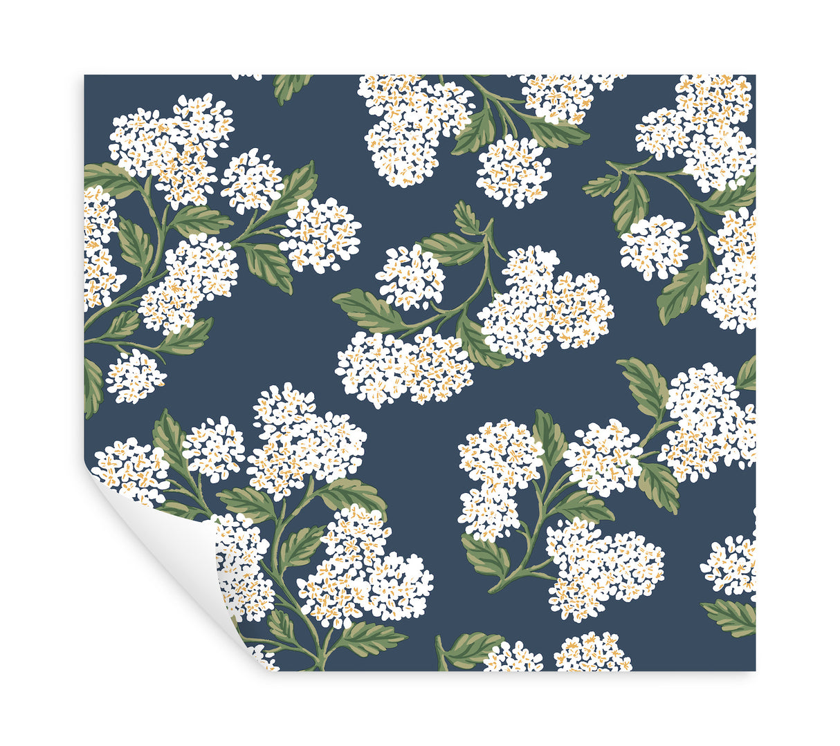 Hydrangea Navy & White by Rifle Paper Co. Peel & Stick Wallpaper- York Wallcoverings PSW1619RL