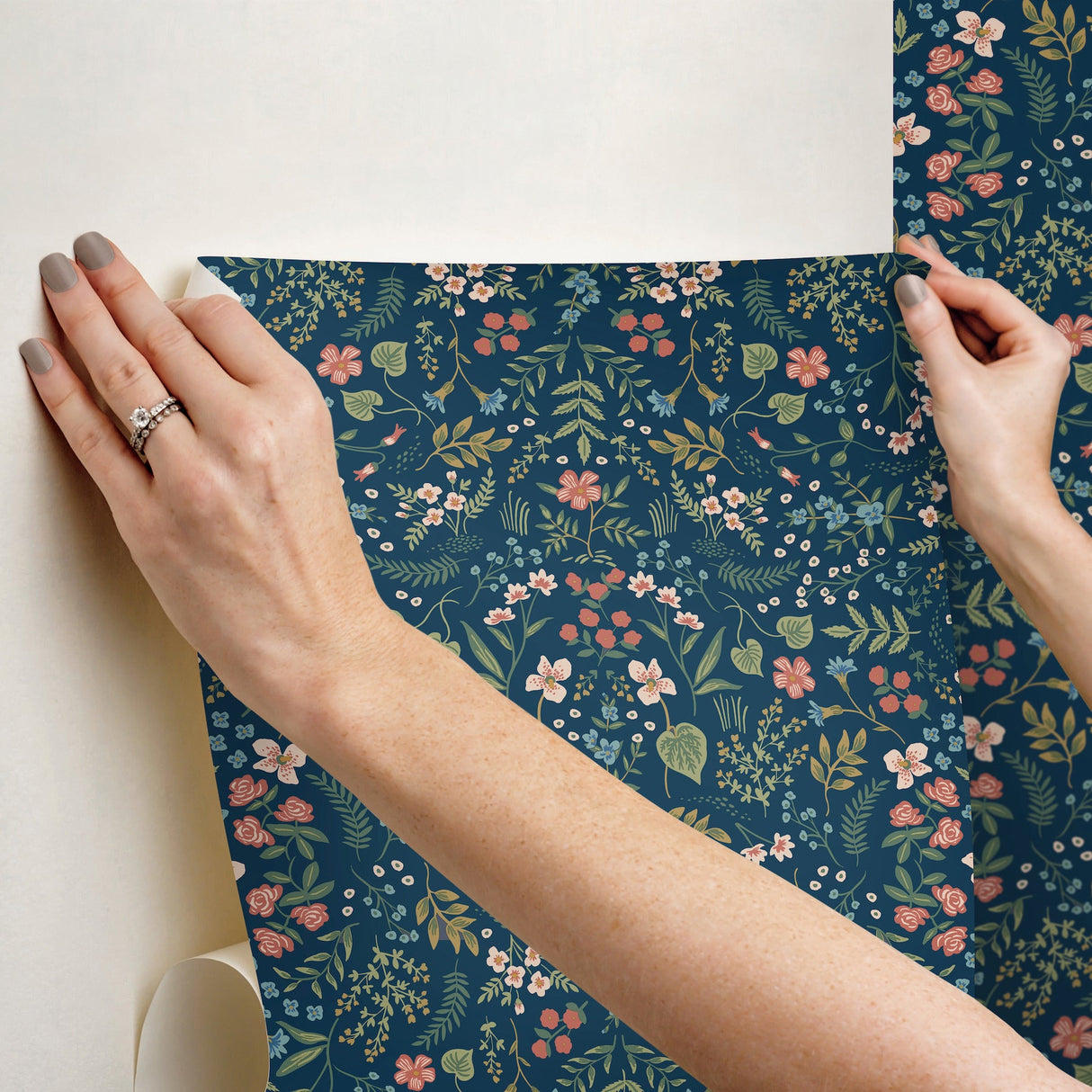 Wildwood Navy by Rifle Paper Co. Peel & Stick Wallpaper – York Wallcoverings PSW1622RL