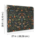 Wildwood Black by Rifle Paper Co. Peel & Stick Floral Wallpaper- York Wallcoverings PSW1623RL