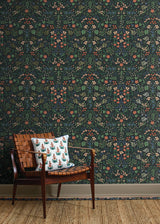 Wildwood Black by Rifle Paper Co. Peel & Stick Floral Wallpaper- York Wallcoverings PSW1623RL