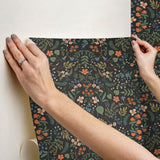 Wildwood Black by Rifle Paper Co. Peel & Stick Floral Wallpaper- York Wallcoverings PSW1623RL