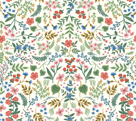 Wildwood Rose Peel and Stick Wallpaper by Rifle Paper Co. Botanical Floral Non Woven - PSW1624RL