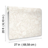 Rifle Paper Co. Pomegranate Beige & White Botanical Farmhouse Peel & Stick Non Woven Premium Wallpaper, 27-in Wide by 20-ft Long - PSW1629RL