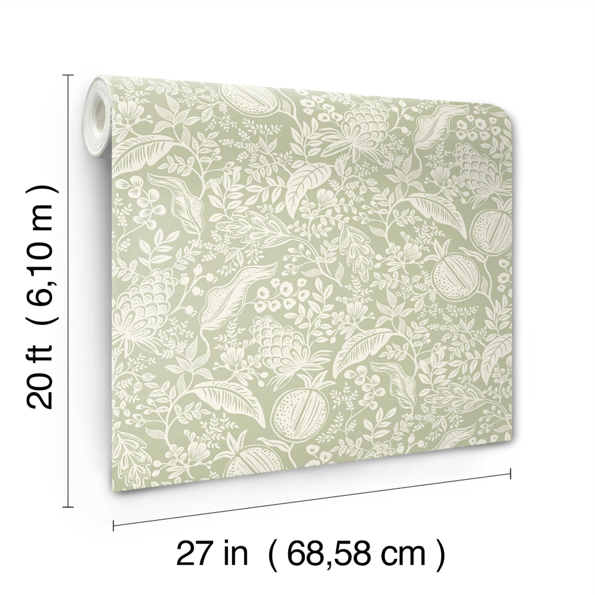 Pomegranate Pistachio by Rifle Paper Co. Peel & Stick Wallpaper- York Wallcoverings PSW1630RL