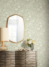Pomegranate Pistachio by Rifle Paper Co. Peel & Stick Wallpaper- York Wallcoverings PSW1630RL