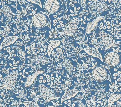 Rifle Paper Co. Pomegranate Blue & Ivory Peel & Stick Wallpaper roll PSW1631RL