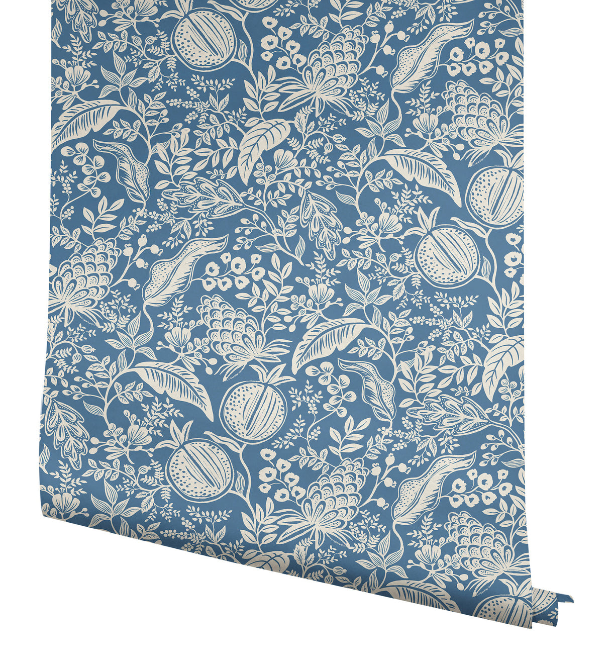 Pomegranate Blue & Ivory by Rifle Paper Co. 27 in x 20 ft Peel & Stick Wallpaper – York Wallcoverings PSW1631RL