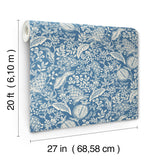Pomegranate Blue & Ivory by Rifle Paper Co. 27 in x 20 ft Peel & Stick Wallpaper – York Wallcoverings PSW1631RL
