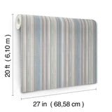 Striped Sunset Blue Grey Peel and Stick Wallpaper by York Wallcoverings Missoni Stripe - PSW1634RL