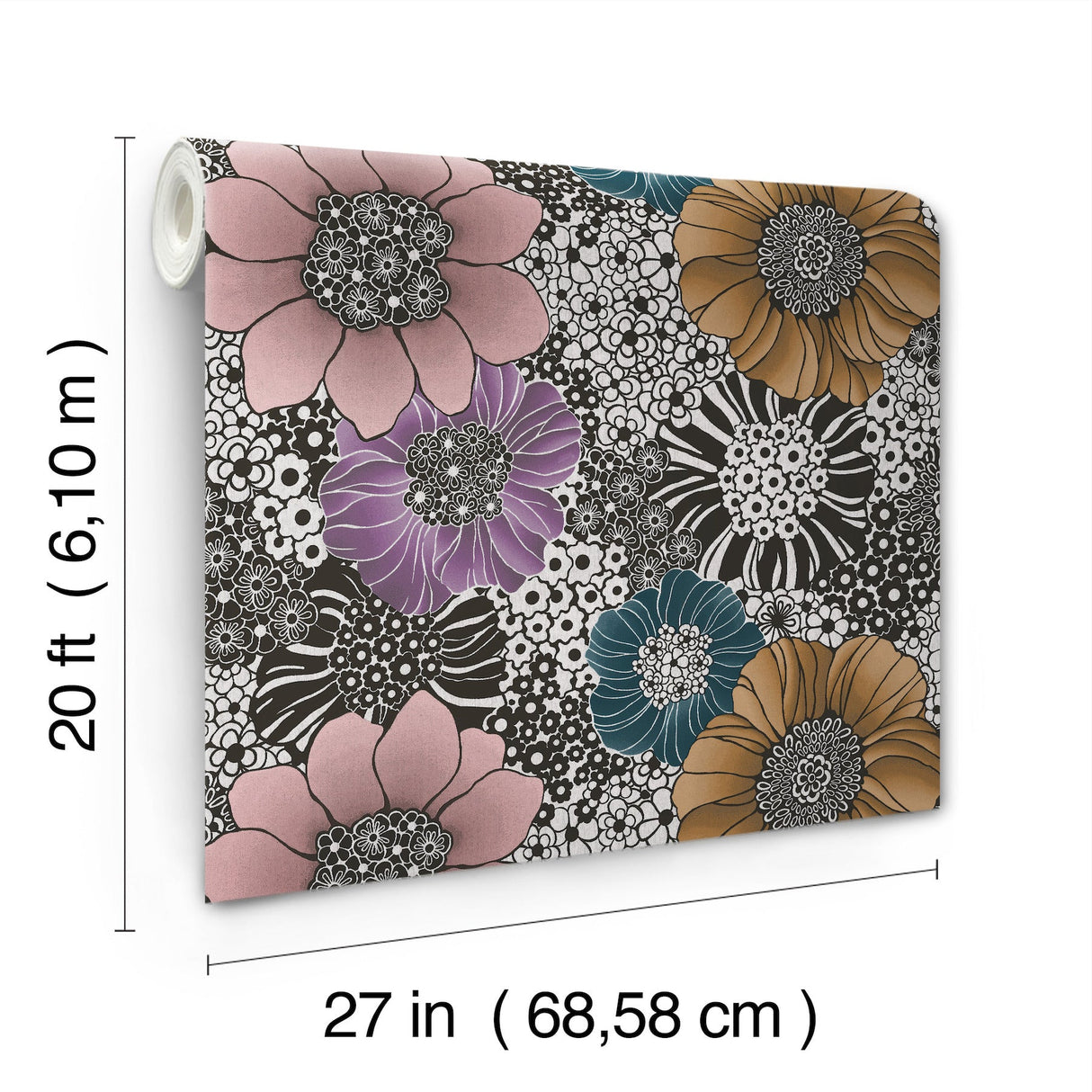 Anemones Black by York Wallcoverings Peel & Stick Wallpaper – York Wallcoverings PSW1638RL