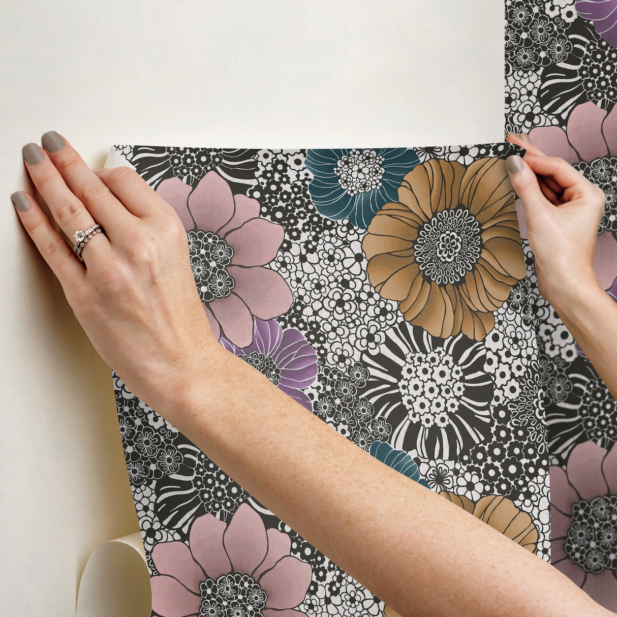 Anemones Black by York Wallcoverings Peel & Stick Wallpaper – York Wallcoverings PSW1638RL