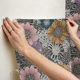 Anemones Black by York Wallcoverings Peel & Stick Wallpaper – York Wallcoverings PSW1638RL