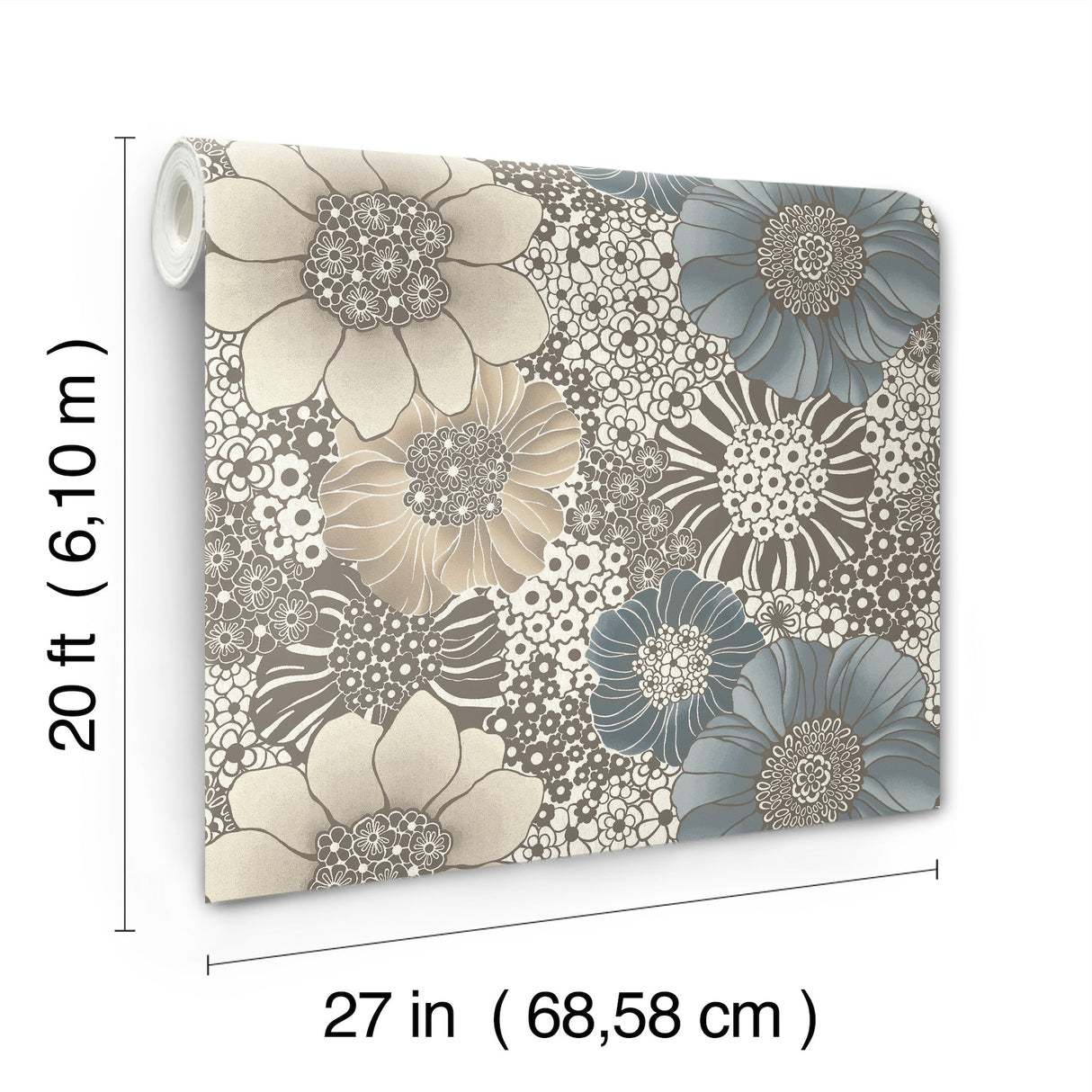 Anemones Brown Peel & Stick Wallpaper by York Wallcoverings Missoni Collection Bohemian Floral Non Woven - PSW1639RL