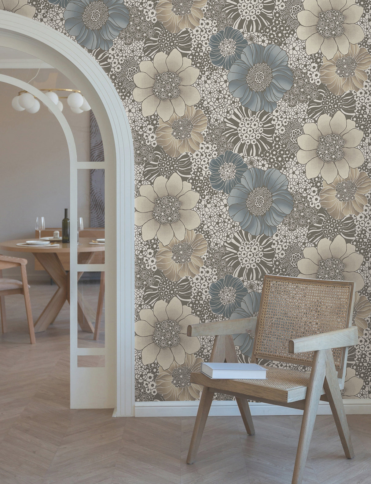 Anemones Brown Peel & Stick Wallpaper by York Wallcoverings Missoni Collection Bohemian Floral Non Woven - PSW1639RL