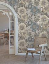 Anemones Brown Peel & Stick Wallpaper by York Wallcoverings Missoni Collection Bohemian Floral Non Woven - PSW1639RL