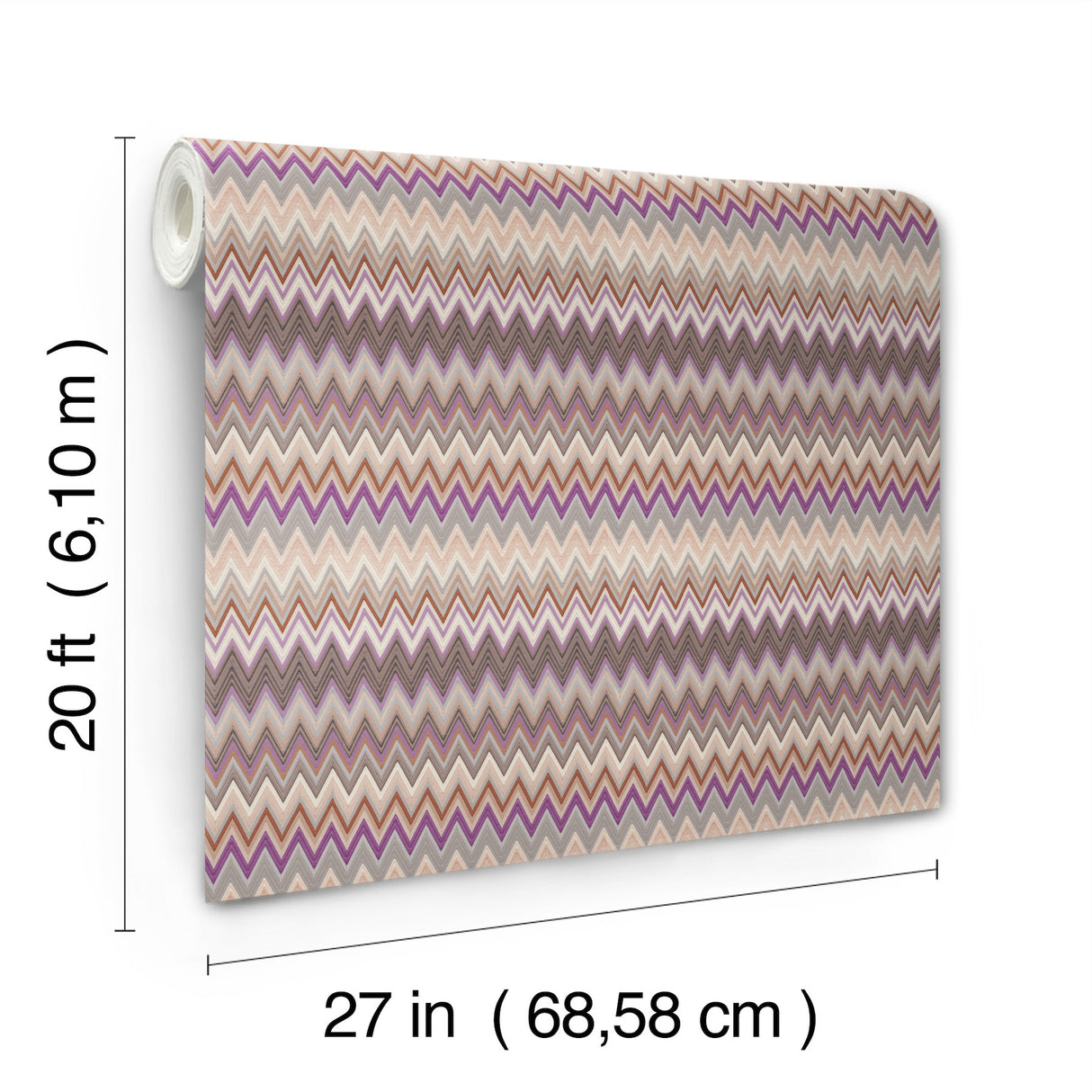Zig Zag Purple by York Wallcoverings Missoni Home Collection Peel and Stick Fully Removable Non-Woven Chevron Pattern Wallpaper - PSW1641RL