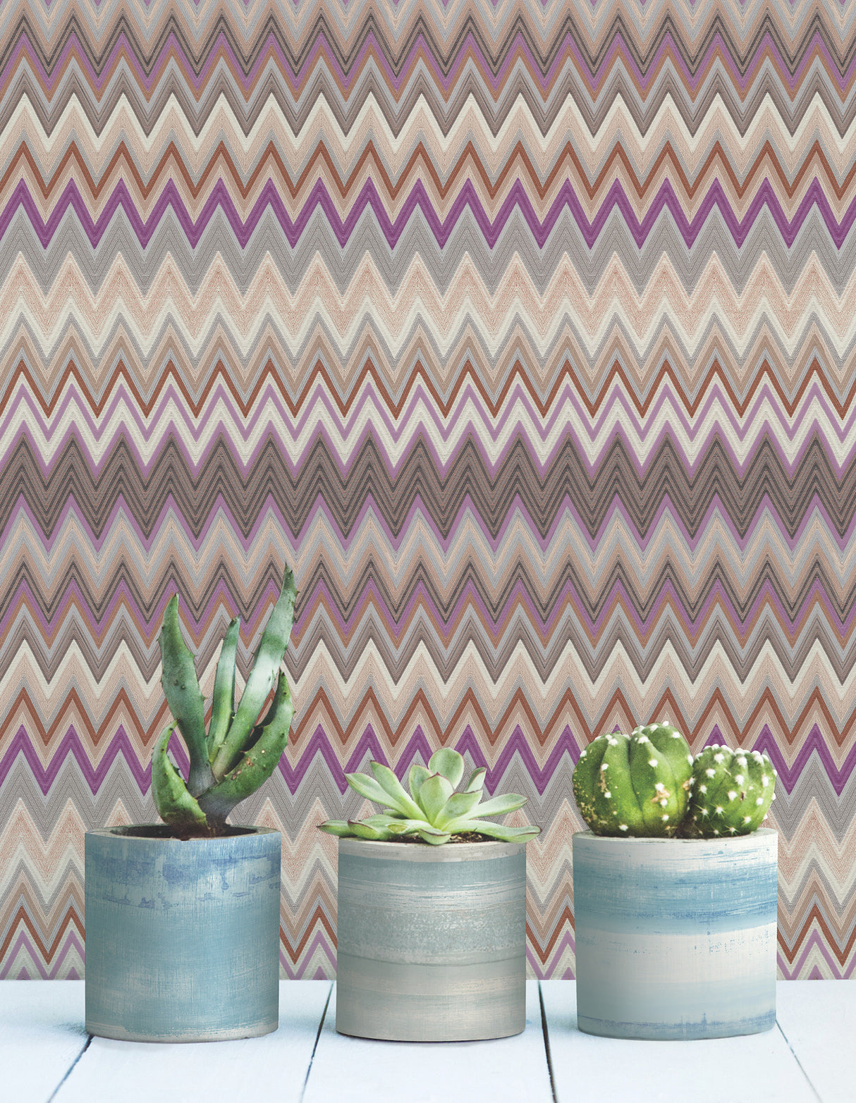 Zig Zag Purple by York Wallcoverings Missoni Home Collection Peel and Stick Fully Removable Non-Woven Chevron Pattern Wallpaper - PSW1641RL