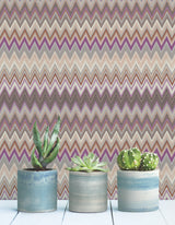 Zig Zag Purple by York Wallcoverings Missoni Home Collection Peel and Stick Fully Removable Non-Woven Chevron Pattern Wallpaper - PSW1641RL
