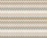 Zig Zag Green Peel and Stick Wallpaper by York Wallcoverings PSW1642RL - Chevron pattern in beige, teal, and green tones from the Missoni PSWP Collection
