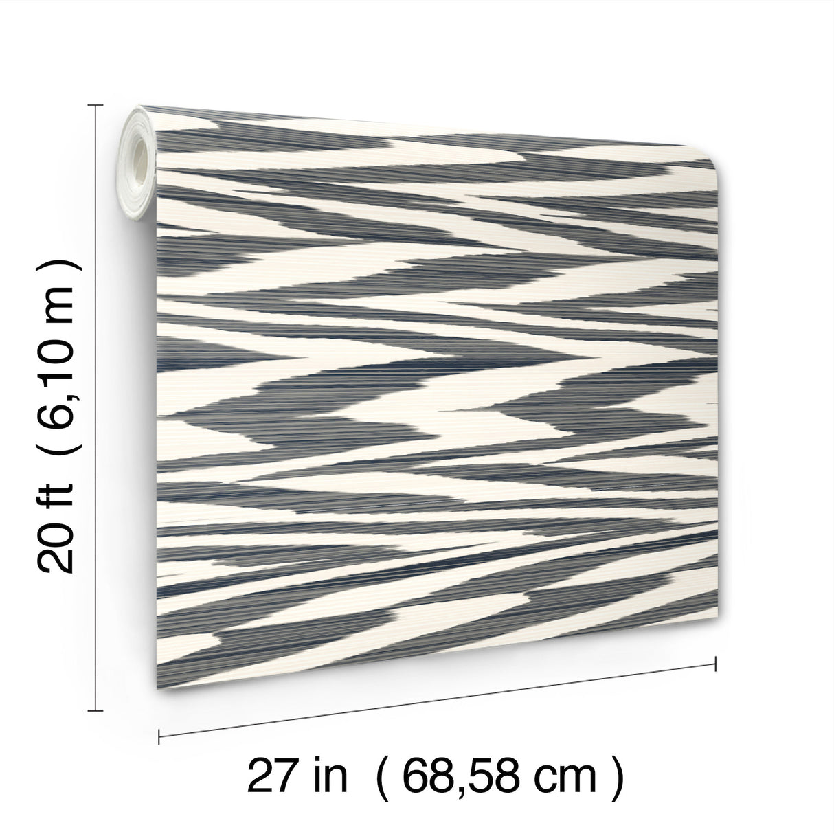 Flamed Zig Zag Black by York Wallcoverings Missoni Collection Modern Peel and Stick Non Woven Flame Stitch Horizontal Stripe Wallpaper - PSW1645RL