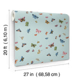 Butterfly House Light Blue by Rifle Paper Co. Whimsical Butterfly Peel & Stick Non Woven Wallpaper, 27 in x 20 ft Roll - PSW1650RL
