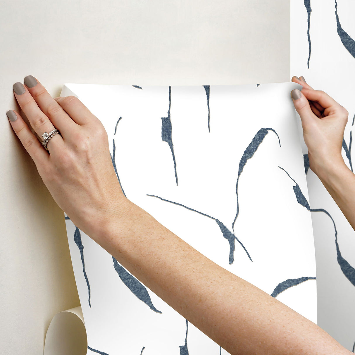 Ivory Coast Navy & Glint by Nikki Chu Premium Peel & Stick Wallpaper- York Wallcoverings PSW1653RL