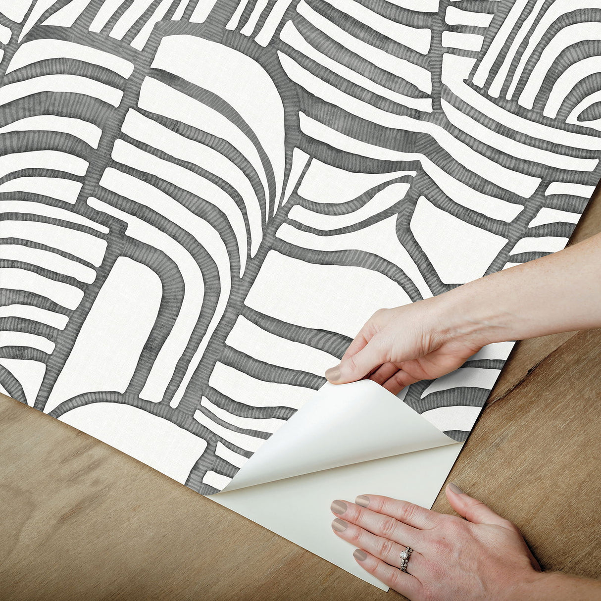 Featherwork Black & White by Nikki Chu Premium Peel + Stick Wallpaper – York Wallcoverings PSW1656RL