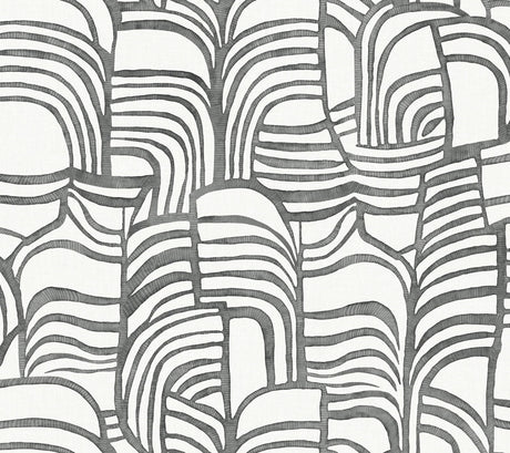 York Featherwork Black & White premium peel and stick wallpaper roll PSW1656RL