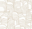 Featherwork Linen Premium Peel and Stick Wallpaper by York Wallcoverings PSW1658RL - Bold feather-inspired beige pattern on white non woven roll