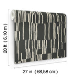 Koso Black & Taupe by Nikki Chu Premium Peel + Stick Wallpaper- York Wallcoverings PSW1663RL
