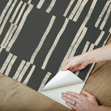 Koso Black & Taupe by Nikki Chu Premium Peel + Stick Wallpaper- York Wallcoverings PSW1663RL