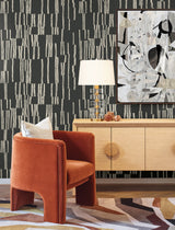 Koso Black & Taupe by Nikki Chu Premium Peel + Stick Wallpaper- York Wallcoverings PSW1663RL