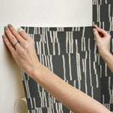 Koso Black & Taupe by Nikki Chu Premium Peel + Stick Wallpaper- York Wallcoverings PSW1663RL